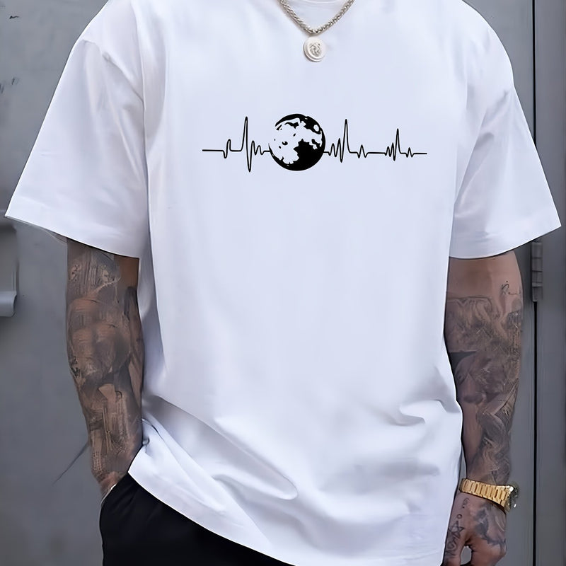 Plus Size Men’s Summer Short-Sleeve Graphic Print T-Shirt.