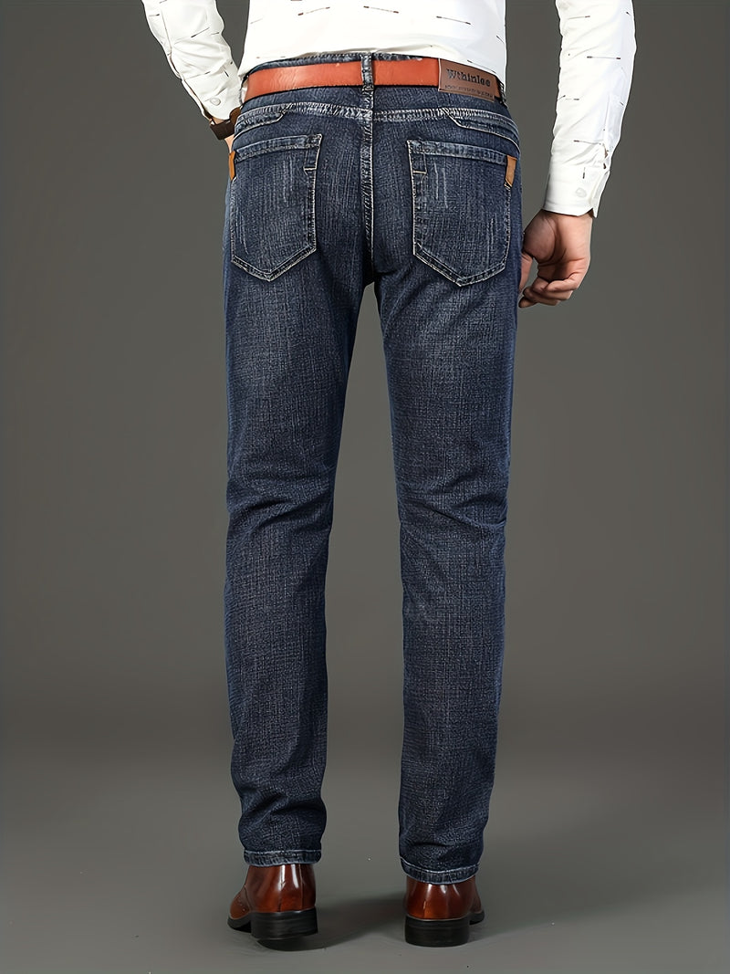 New Seasonal Chinese-Style Straight-Leg Jeans for Men.