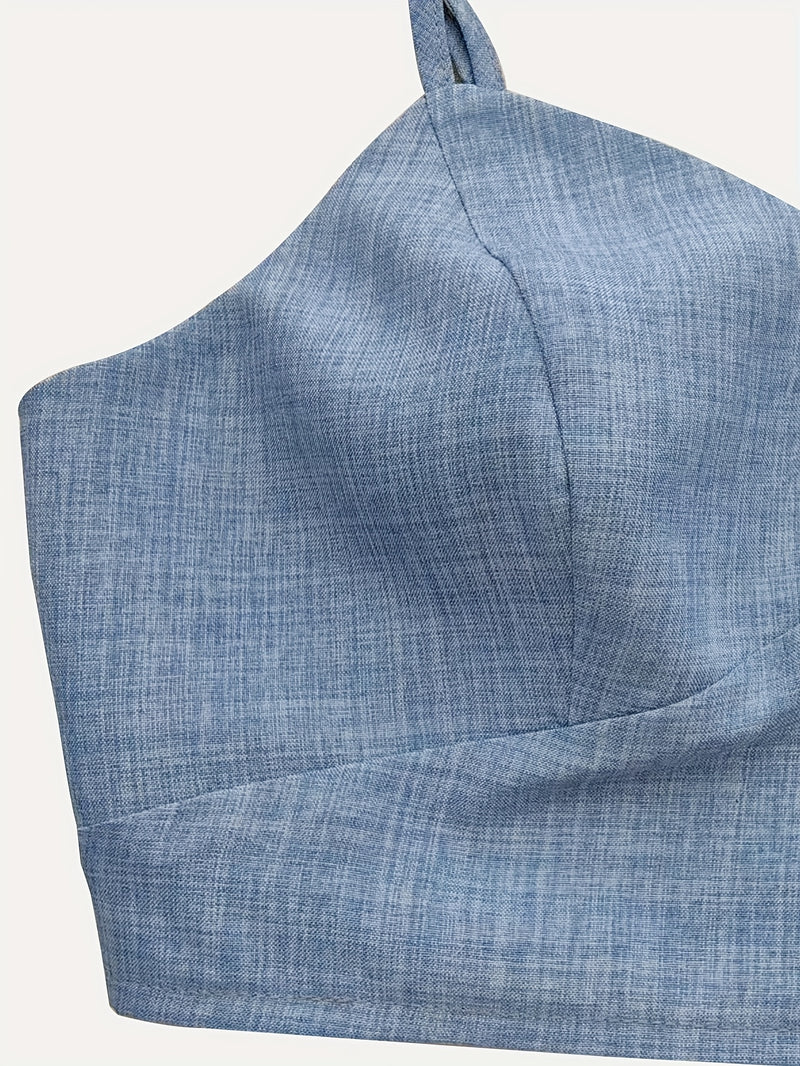 Women's Solid Color Camisole And Loose-Fitting Long Pants Two-Piece.