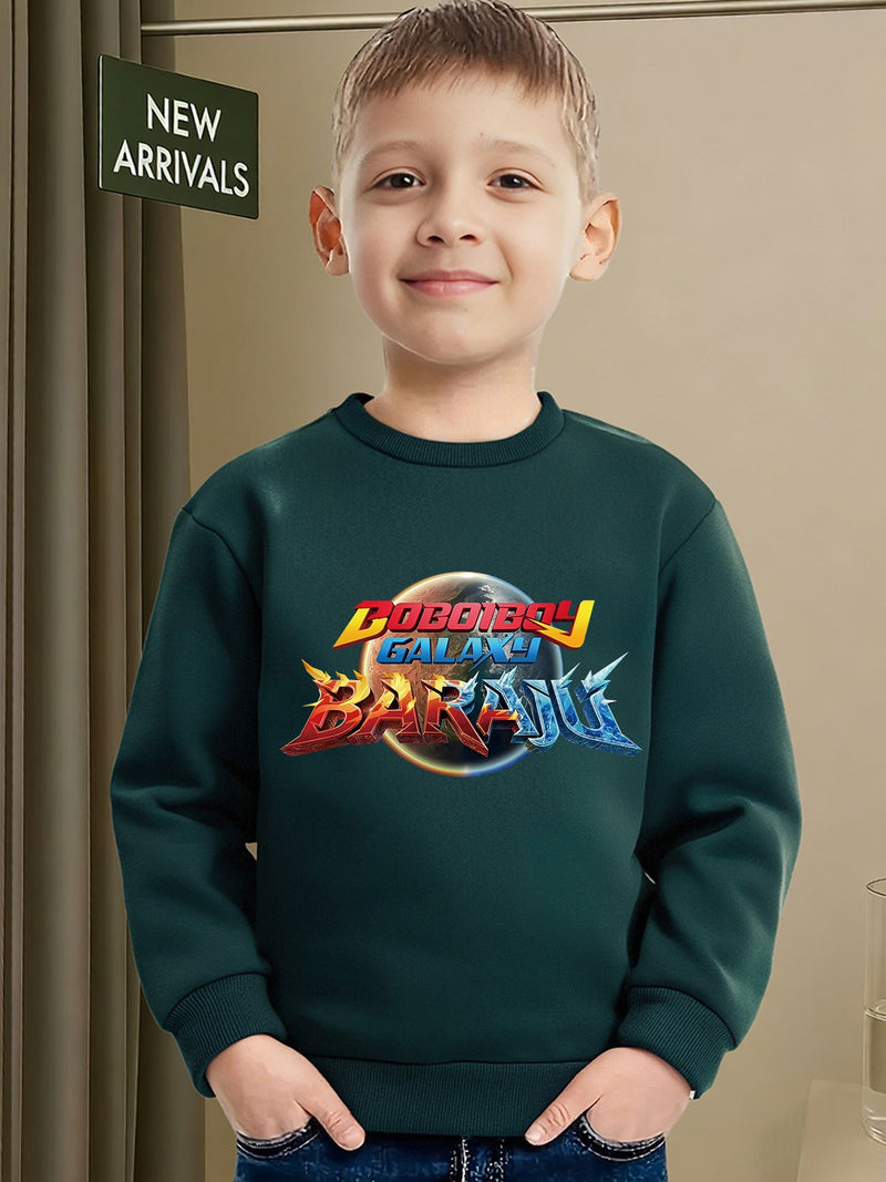 Boboiboy Galaxy Themed Boys' Warm Crewneck Sweatshirt.