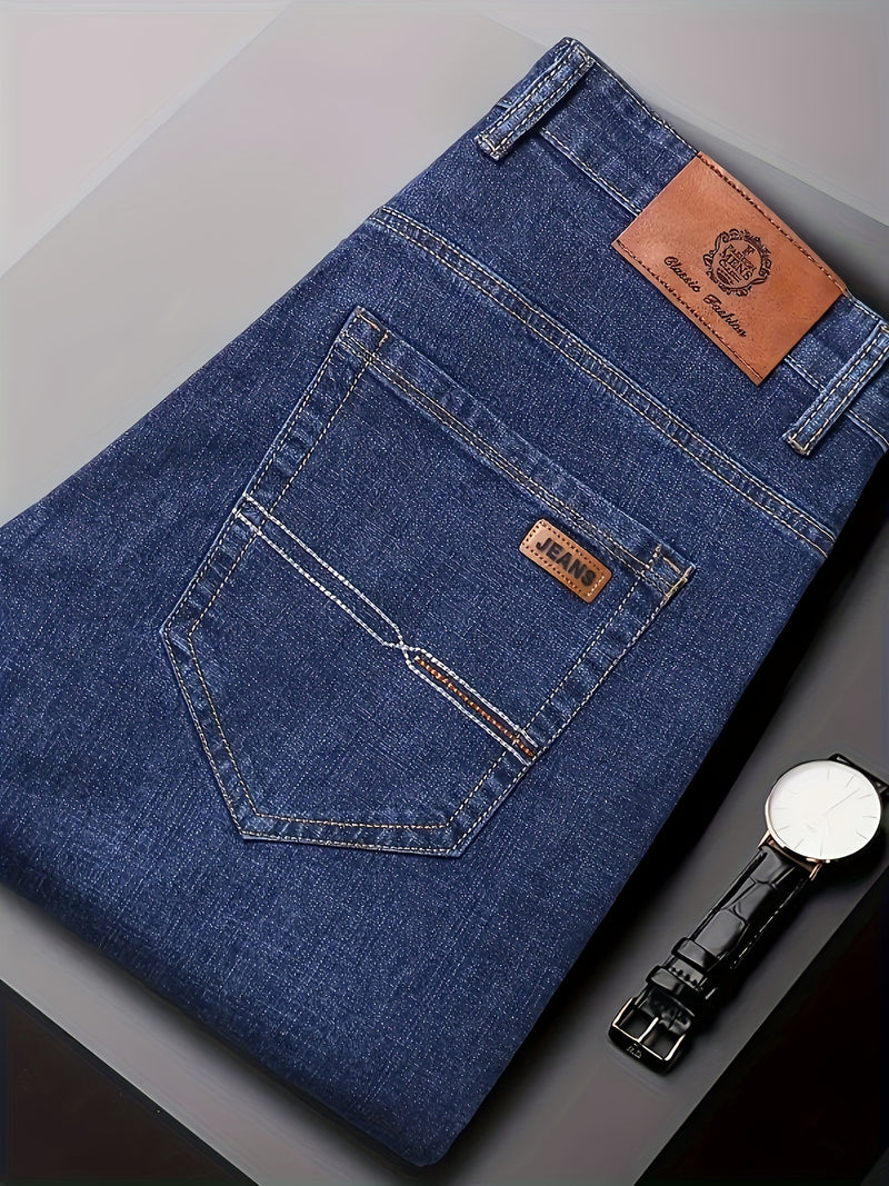 Geng Yuanshi Men's Autumn/Winter Classic Blue Jeans.