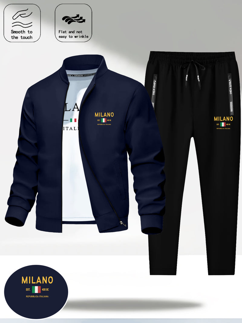 Men's Two-Piece Round Neck Jacket and Pants.