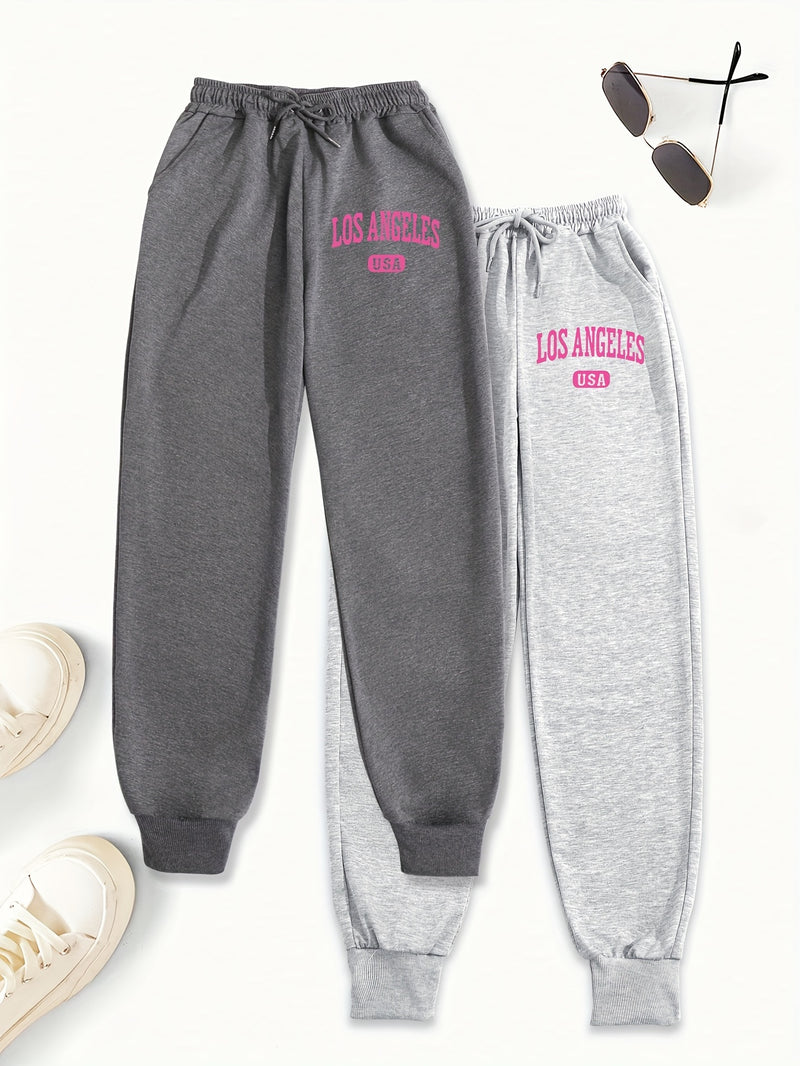 Women's Two-Piece Outfit Featuring Pants with a Letter Print.