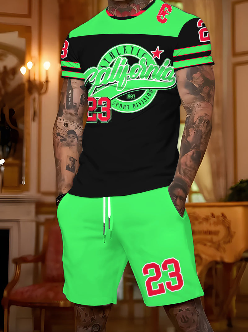 Casual Shorts Men's Trendy 2pcs Set.