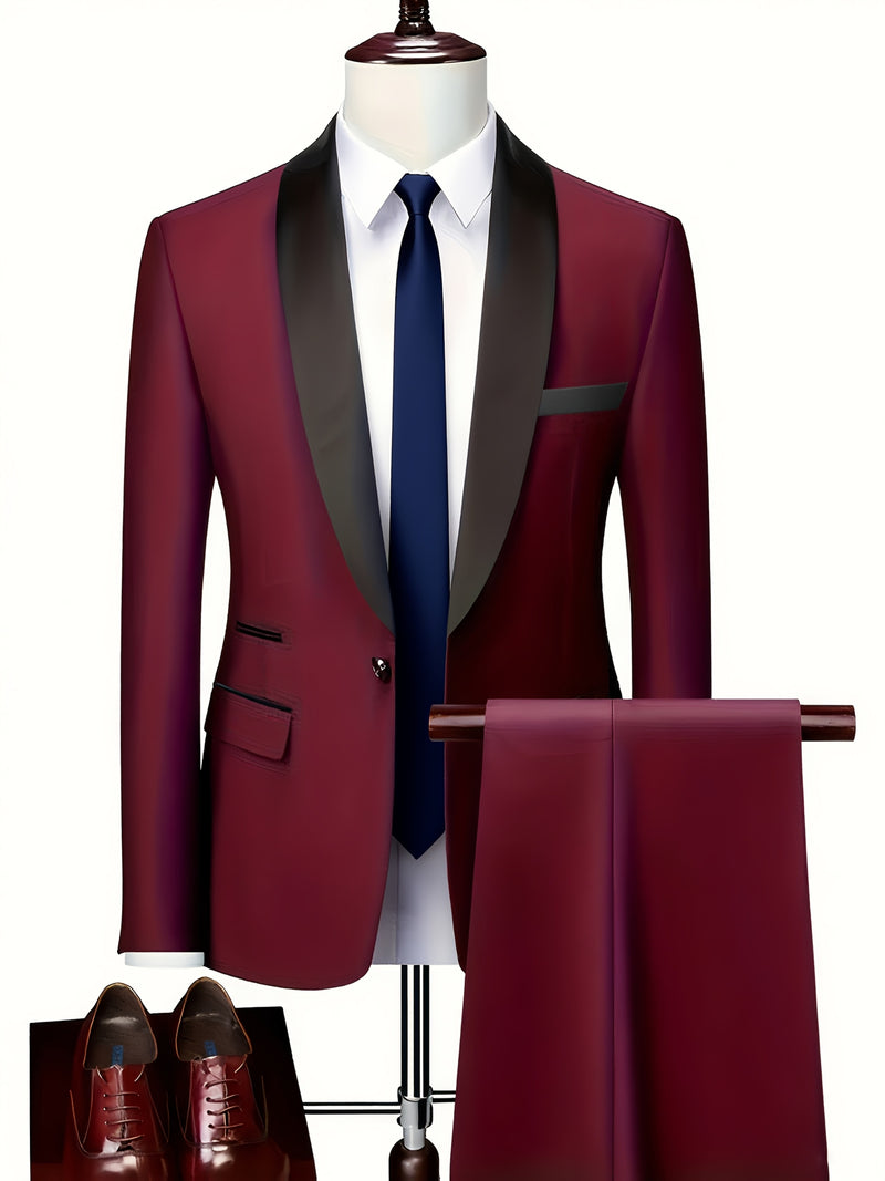 3pcs Men's Suit Set, All-Season Business Wedding Party, Suit Jacket,