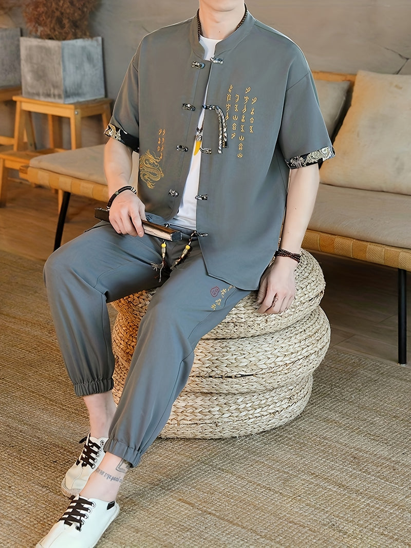 Summer New Chinese Style Hanfu Set for Men.