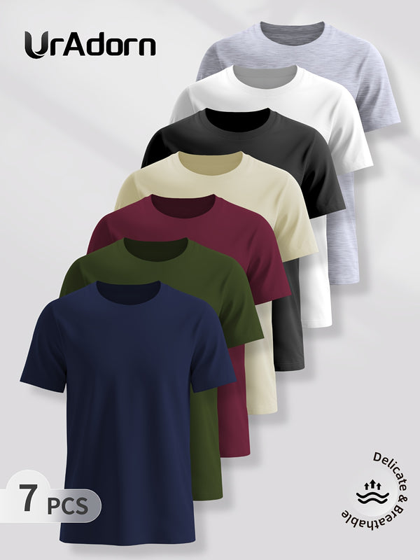 7pcs Men's Premium Cotton Short-Sleeve T-Shirts.