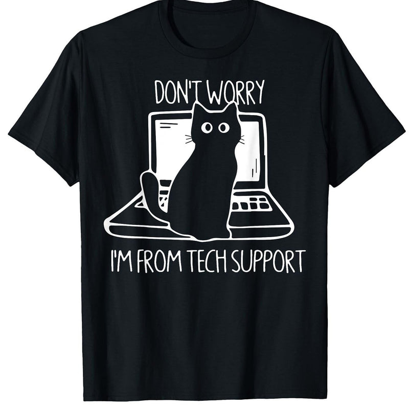 Men's Funny IT Support T-Shirt with Tech Support Cat.