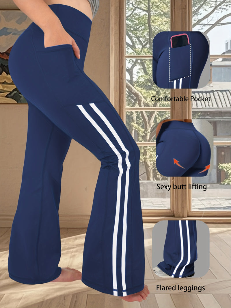 Plus-Size Women's Side Stripe Pocket Flared Pants.