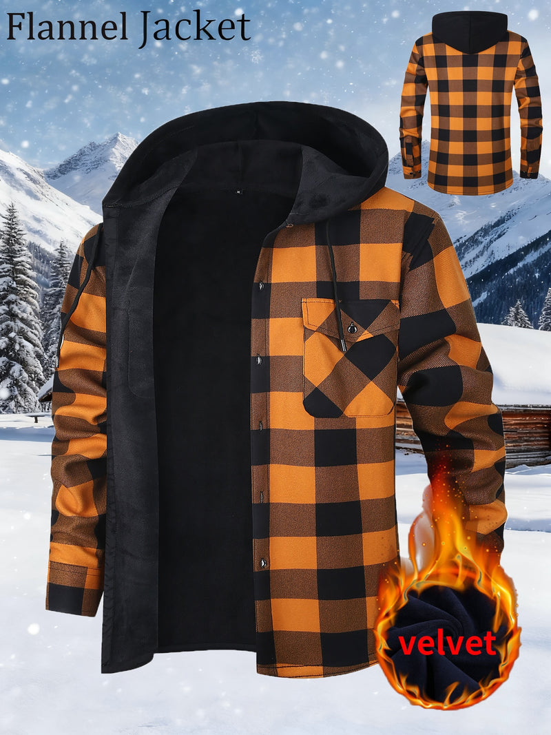 Men's Plush Flannel Shirt Jacket.
