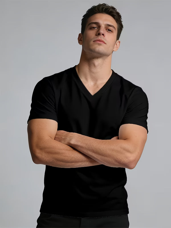 3pcs Men's V-Neck T-Shirts.