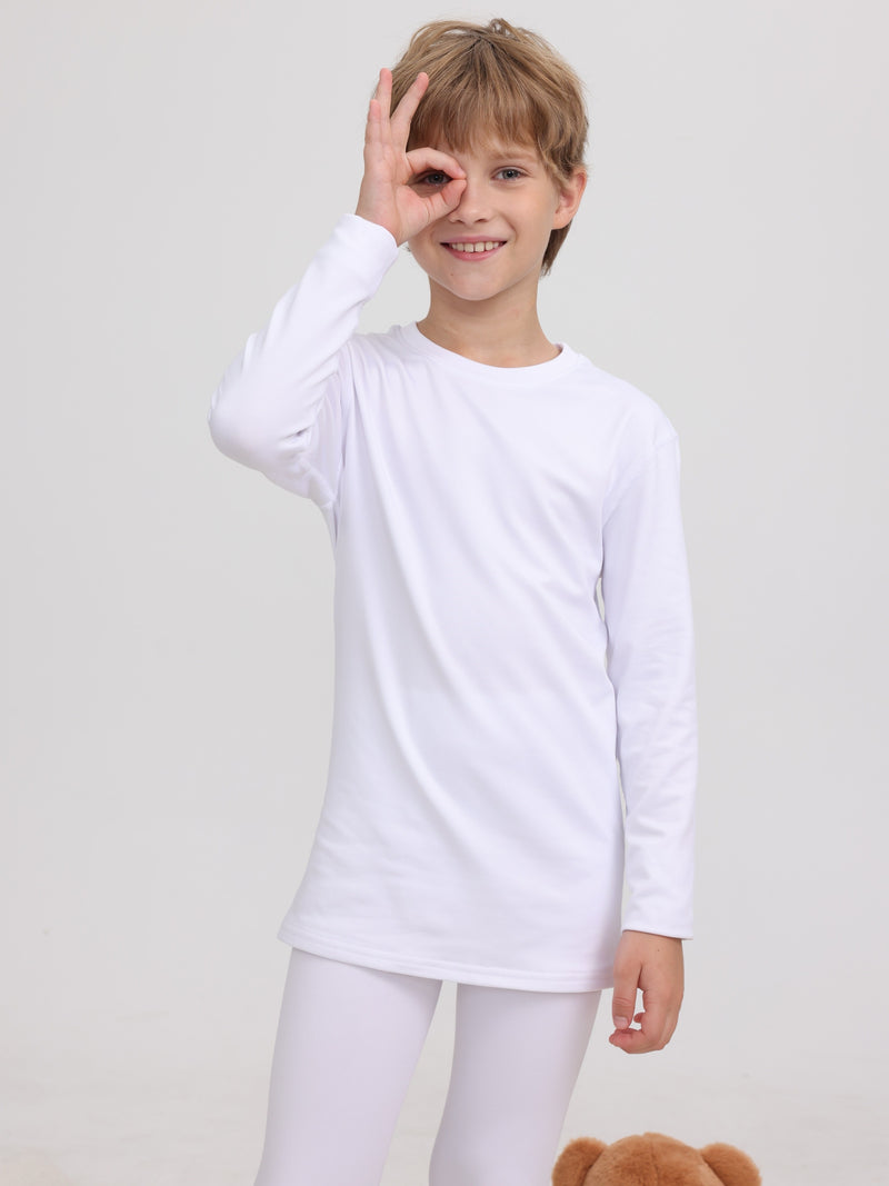 Warm Clothing Set for Boys, Featuring a Solid Color.