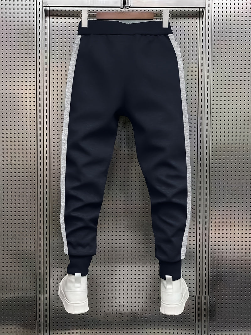 Stylish Men's Color-Blocked Jogger Pants Featuring a Striking Print Design.