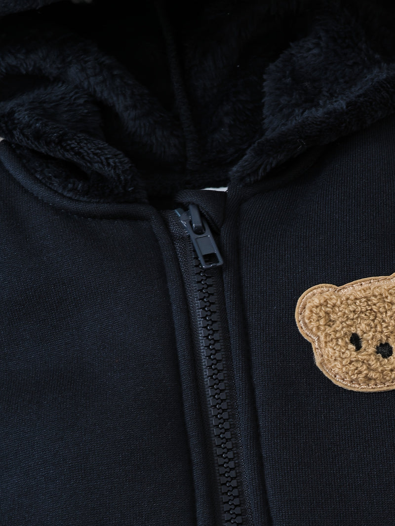 3pcs Boys Cute Bear Embroidery and Striped Print Long-Sleeve.