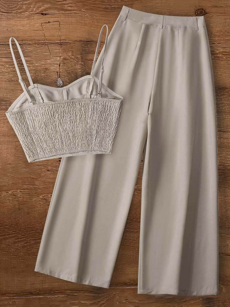 Women’s Solid Color Pants and Camisole Set.