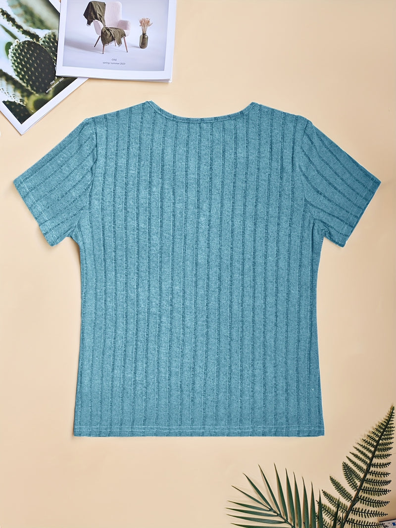 3pcs Women's Elegant V-Neck Short Sleeve Blouses.