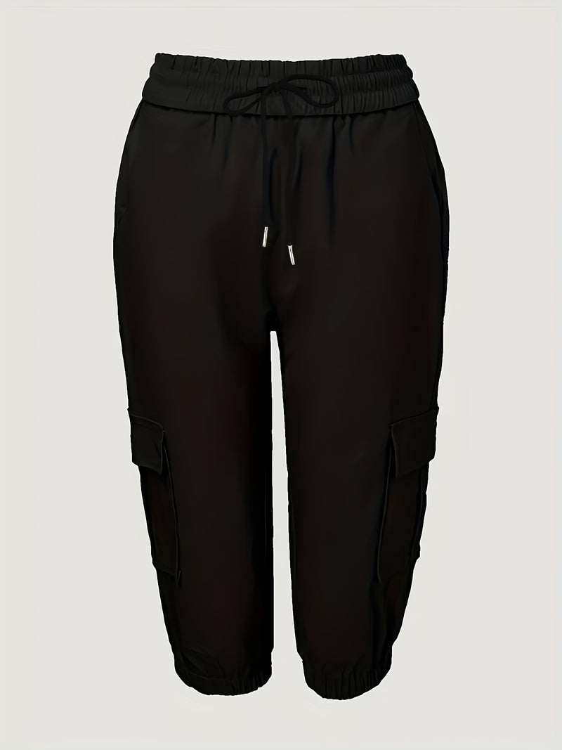 2pcs Women's Cargo Shorts Set Elastic Waist Fashionable Style.