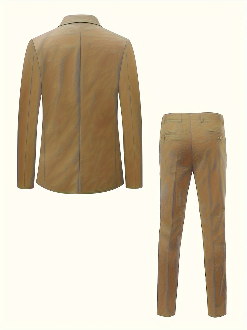 A Men'S Two-Piece Suit Featuring a Easy And Stylish Design.