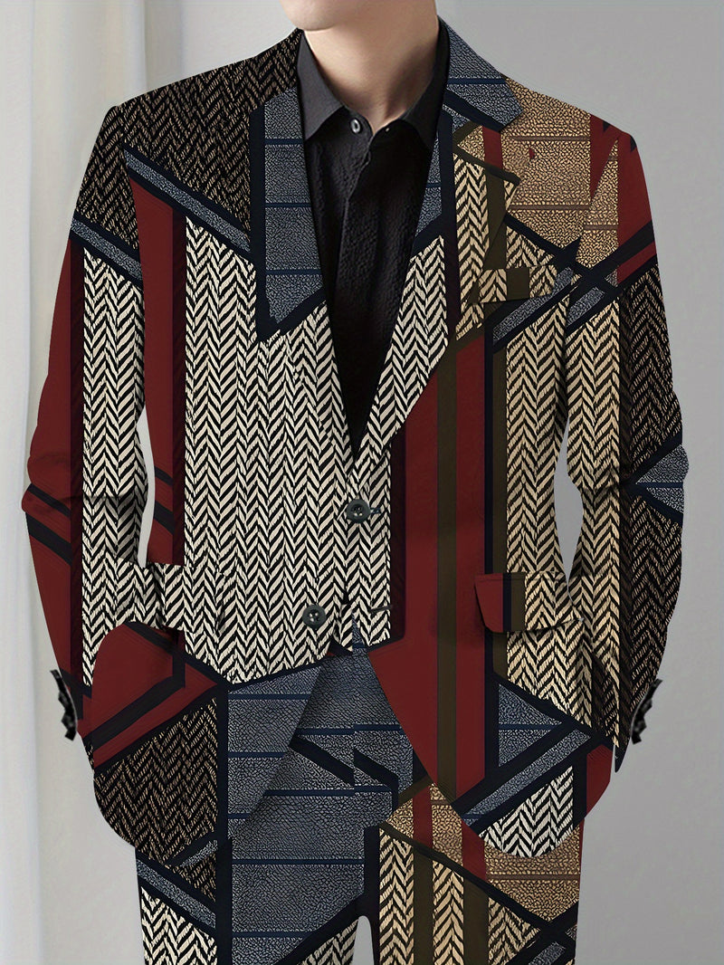 Men'S Plus-Size Suit Set Featuring a Blazer And Trousers.