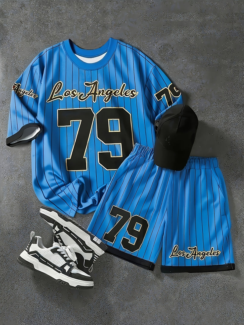 Men's Casual Short Sleeve T-Shirt and Shorts Set.
