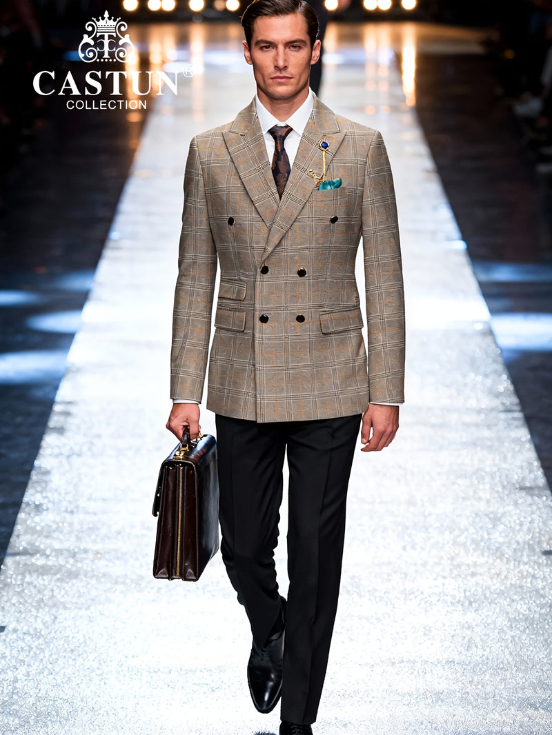 A 2pcs Slim-Fit Suit Set for Men, Suitable for Light Business.