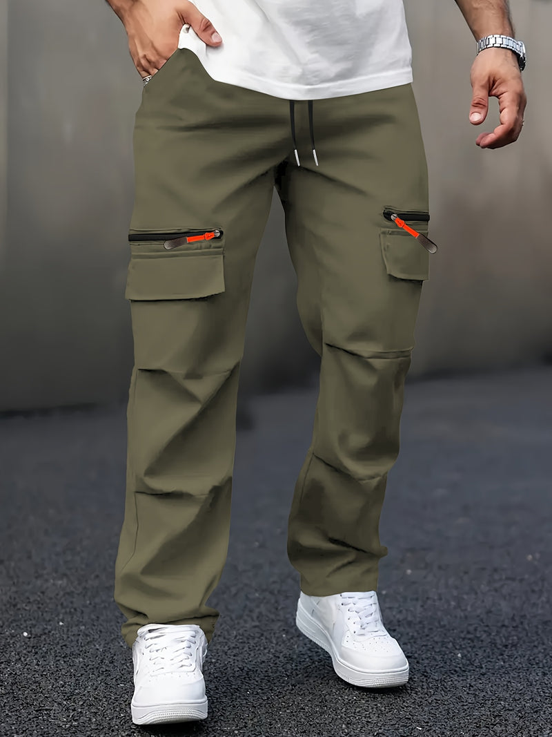 Men's Casual Cargo Pants with Multiple Pockets.