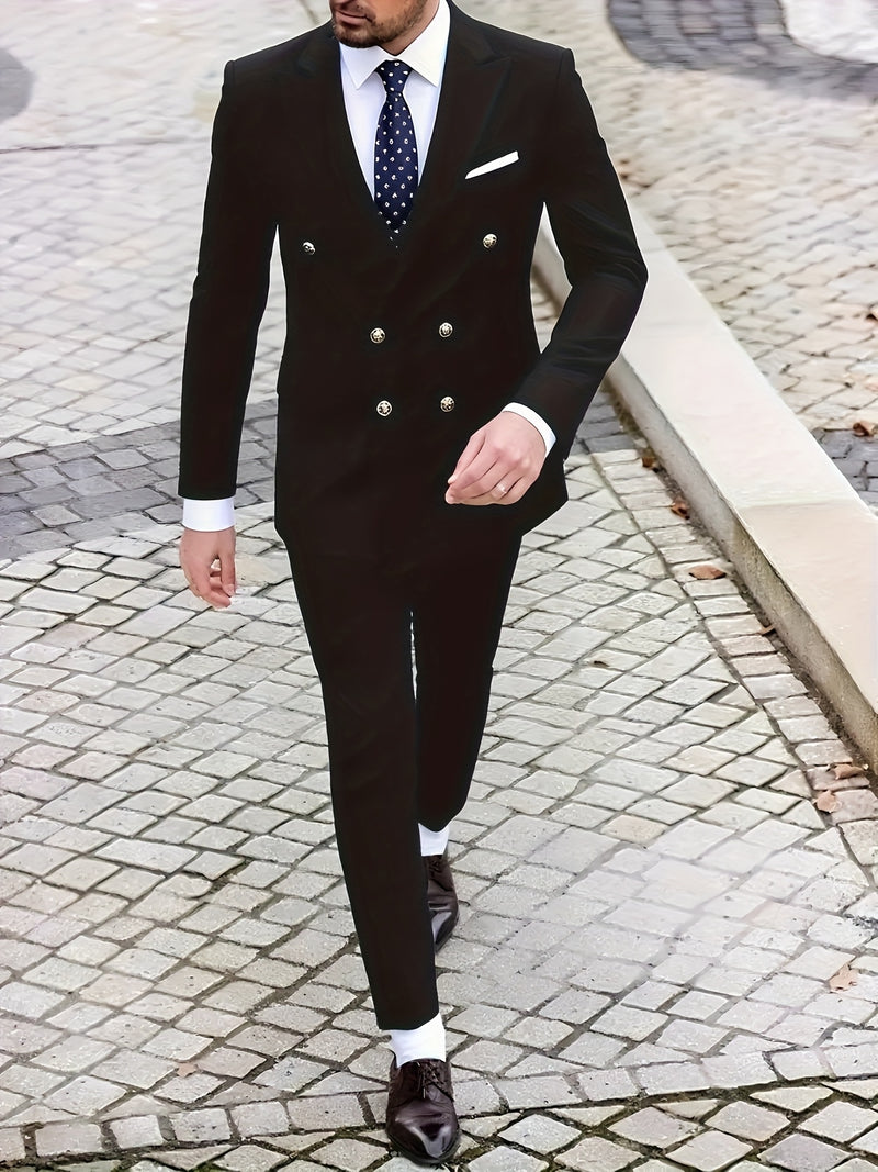 Men'S 2pcs Suit, Jacket + Trousers - Casual Business Style.
