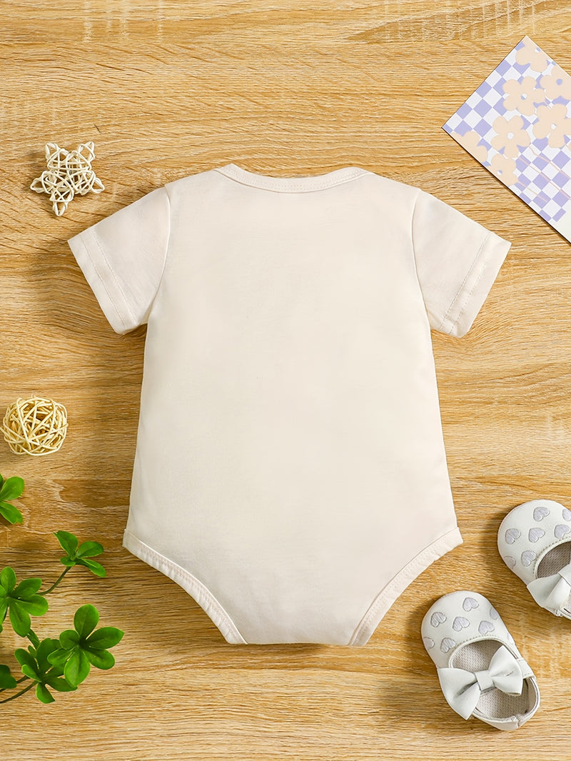 Baby Boy Summer Short-Sleeved Cartoon "Little Turtle" Print Romper, for Outdoor.