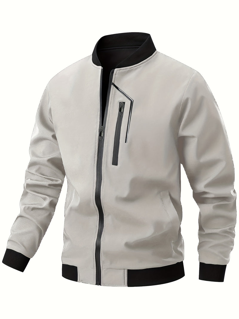 Men'S Casual Bomber Jacket | Spring-Autumn, Non-Stretch, Baseball Collar.