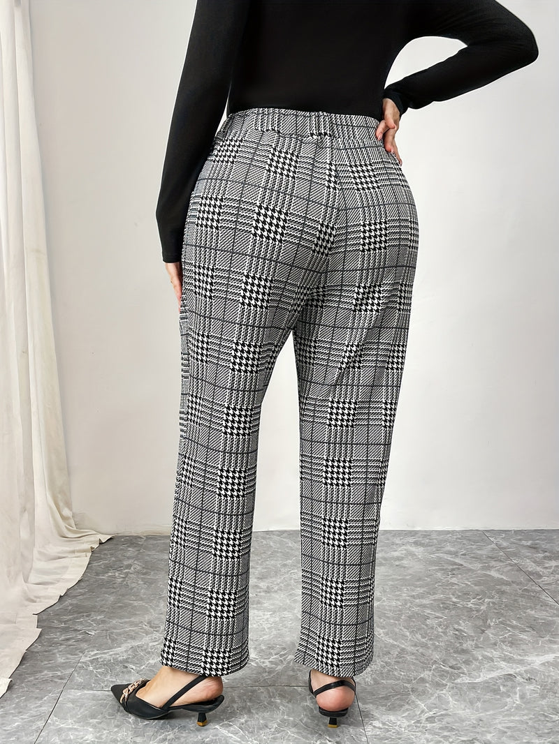 1pc Elegant Plus Size Women's Straight Leg Pants.