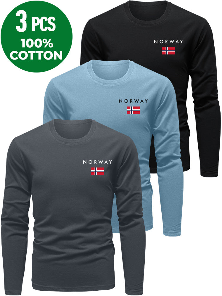 3pcs Men's Long Sleeve T-Shirts.