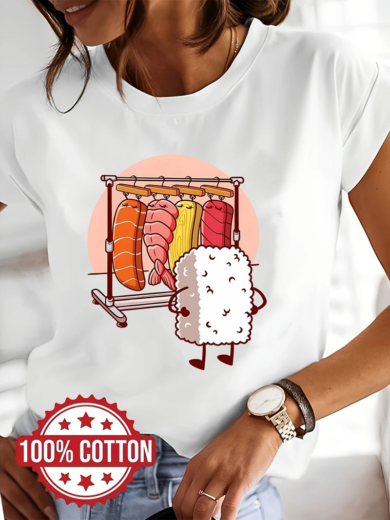 Women's Sushi Graphic Print T-Shirt.
