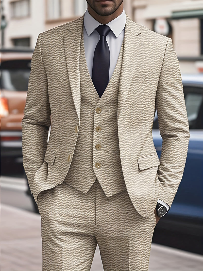 Vintage Men's Bone Check 3pcs Suit.