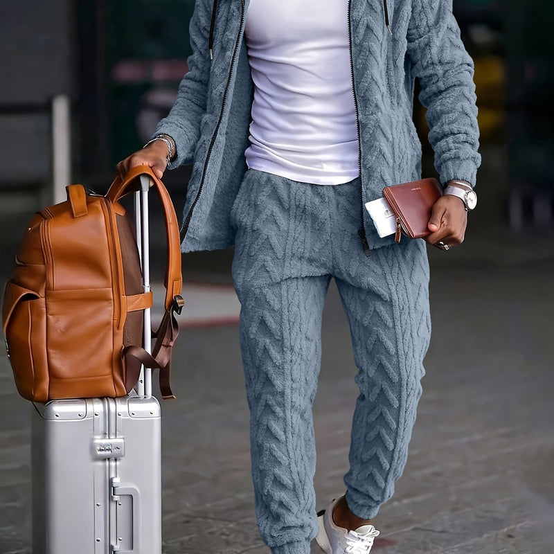 Men's Classic Sporty Casual Hooded Set, 2pcs Outfit with Long-Sleeve.