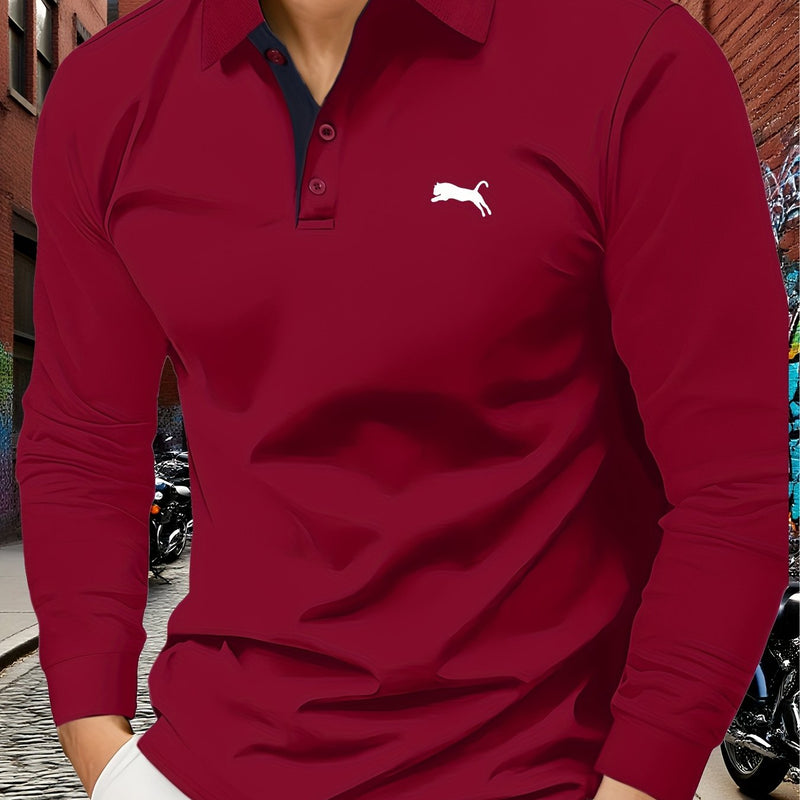 Men's Outdoor Golf and Equestrian Lapel Polo Shirt.