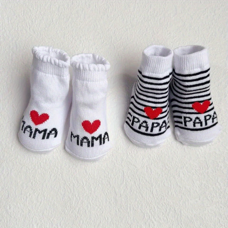 4-Pair Newborn Pure Short Socks with Elastic Cuffs and Anti-Slip Soles.
