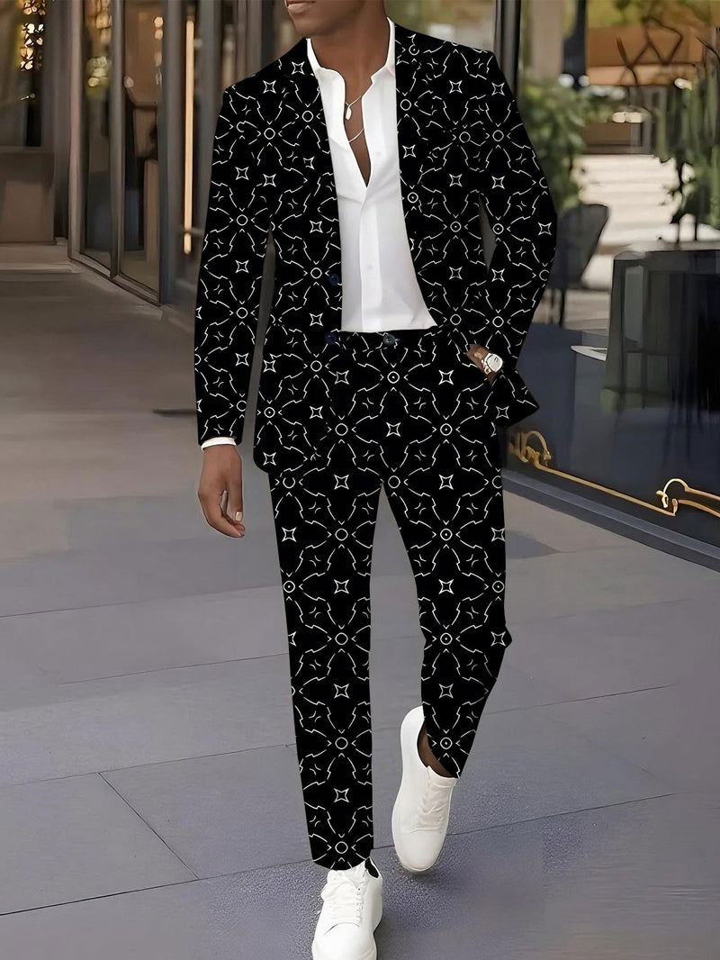Men's Suit and Pants Set with Digital Print - Christmas Outfit.