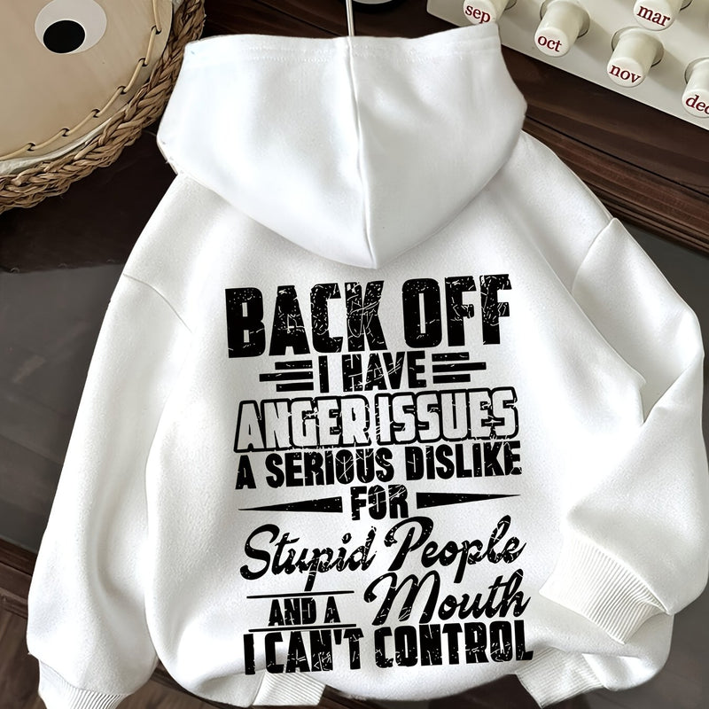 Women’s Letter Print Hoodie, Drawstring Casual Hooded.