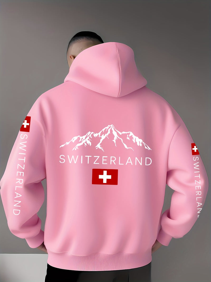 Men'S & Women'S Swiss Flag & Matterhorn Mountain Graphic Hooded Sweatshirt.