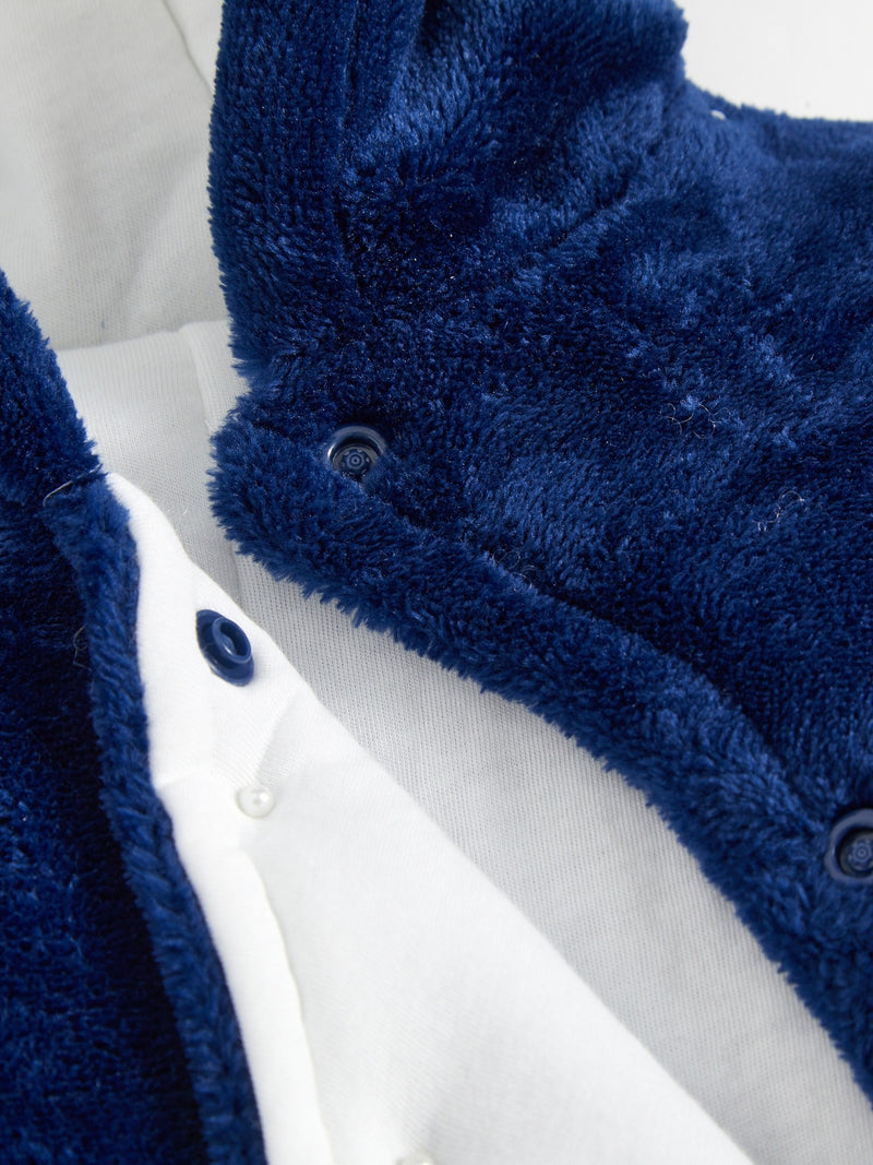 Unisex & Fleece-Lined Thermal Romper with Hooded Hood.